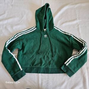 Adidas Green Cropped Hoodie Size Small